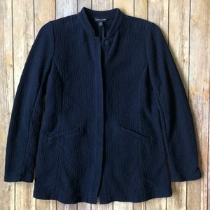 Eileen Fisher Petite Mandarin Collar Textured Jack